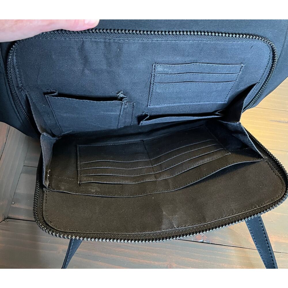 Vintage 90s Enzo Angiolini Black Large Flapover Shoulder Bag Credit Card Storage - Picture 13 of 15